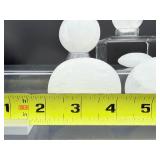 Selenite Polished Lot of 7: 2 spheres 222 gm./7.8 oz., 3 gallets 301 gm./10.6 oz., small palmstone 19 gm./.7 oz. Total Lot Weight: 542 gm./19.1 oz.