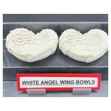 2 White Angel Wing Bowls for display Total weight: 365 gm./12.9 oz.