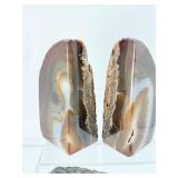 Agate Bookends 752 gm./11 oz. and Agate Geode Slice with Druzy Vug 419 gm./14.8 oz.