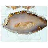 Agate Bookends 752 gm./11 oz. and Agate Geode Slice with Druzy Vug 419 gm./14.8 oz.