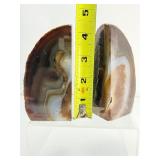 Agate Bookends 752 gm./11 oz. and Agate Geode Slice with Druzy Vug 419 gm./14.8 oz.