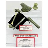 5 piece Jade Gua Sha set with Facial Roller & Massagers with velvet carrying bag