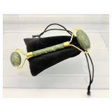 5 piece Jade Gua Sha set with Facial Roller & Massagers with velvet carrying bag
