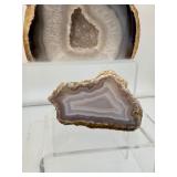 Agate Standing Geode Slices, Lot of 3 one side polished: 975 gm./2 lb. 2.4 oz., 429 gm./15 oz., 68 gm./2.4 oz.