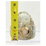 Agate lot of 3: large one side polished geode diffuser with Doterra peppermint and lavender samples 1.7 kilo/3 lb. 1 oz., Agate slice 165 gm/3.1 oz., small agate geode 90 gm/3.2 oz.