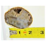 Agate lot of 3: large one side polished geode diffuser with Doterra peppermint and lavender samples 1.7 kilo/3 lb. 1 oz., Agate slice 165 gm/3.1 oz., small agate geode 90 gm/3.2 oz.