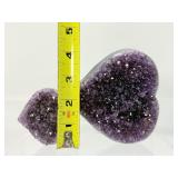 Amethyst Lot of 3: Two hearts 495 gm./1 lb. 1.5 oz.,106 gm./3.7 oz. and a rough chevron point 195 gm./7 oz.