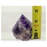 Amethyst Lot of 3: Two hearts 495 gm./1 lb. 1.5 oz.,106 gm./3.7 oz. and a rough chevron point 195 gm./7 oz.