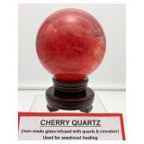 Cherry Quartz Sphere with stand: 110mm 1.7 kilo/3lb. 11 oz.