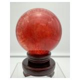 Cherry Quartz Sphere with stand: 110mm 1.7 kilo/3lb. 11 oz.