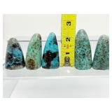 8 piece Lot of polished Chrysocolla: sphere 91 gm. /3.2 oz., sphere 138 gm./4.8 oz., gallot 133 gm./4.7 oz., 5 small freeform 323 gm./11.4 oz.