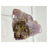 Super 7 (Melody Stone) and Ametrine lot of 3: Super 7 polished fan shaped piece 42 gm./1.5 oz, Super 7 palmstone 59 gm./2.1 oz., and Ametrine egg 59 gm./2.1 oz: