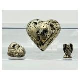 Pyrite Lot of 3: heart, tumble and small angel Total Lot Weight 240 gm./8.5 oz.