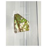 Ammolite Gem Specimen from the KORITE Ammolite Mine, Alberta, Canada in box with certificate of authenticity, 3 color specimen (purple, blue & green) 14 gm./.5 oz