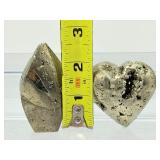 Pyrite Lot of 3: small flame, heart and small cube cluster 291 gm./10.2 oz.