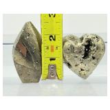 Pyrite Lot of 3: small flame, heart and small cube cluster 291 gm./10.2 oz.
