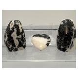 Zebra Jasper Polished Lot of 3: 2-Freeforms 446 gm./1 lb. and a small heart 32 gm./1.1 oz. Total Weight of Lot: 478 gm 1 lb. 1 oz.
