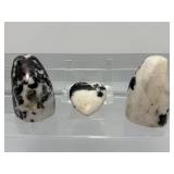 Zebra Jasper Polished Lot of 3: 2-Freeforms 446 gm./1 lb. and a small heart 32 gm./1.1 oz. Total Weight of Lot: 478 gm 1 lb. 1 oz.