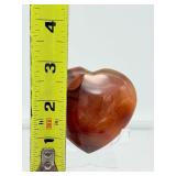 Carnelian Polished Heart Lot of 2: heart 140gm/4.9oz., heart 75gm/2.6oz.