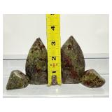 Dragon Stone Polished Lot of 4: Two small flames and 2 tumbles 361gm/12.7oz.