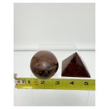Mahogany Obsidian Polished Lot of 3: Sphere 60mm 3311gm/11oz., Palmstone 169gm/6oz., Pyramid 81gm/2.9oz.  Total Lot Weight 560gm/1 lb.3.8oz