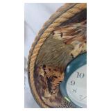 Rustic Lodge Style Pheasant Feather Adorned Clock
