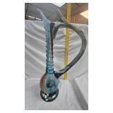 Hand Blown Vase with Swan Like Neck and Spiral Detail