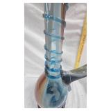 Hand Blown Vase with Swan Like Neck and Spiral Detail