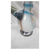 Hand Blown Vase with Swan Like Neck and Spiral Detail