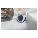 "Old Sleepy Eye" Stoneware Mug, Vintage Swan Planter, Majoica Pottery Dish