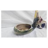 "Old Sleepy Eye" Stoneware Mug, Vintage Swan Planter, Majoica Pottery Dish