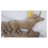 Folk Art Farmer and Bull Plowing Wall Hanging