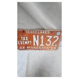 MN 66-68 Tax Exempt License Plate