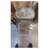 Metal Stepstool Chair in Working Condistion and Silver Toned Reading lamp