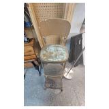 Metal Stepstool Chair in Working Condistion and Silver Toned Reading lamp