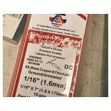 Lot of (5 partial packs) Assorted Welding Electrodes - 1/16" Tungsten 2% Thoriated, Tungsten Thoriated 2%, 3/32" Tungsten 2% Ceriated (in original packaging)