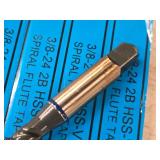 Lot of (5) 3/8-24 Spiral Flute Taps (in original packaging)