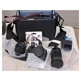 Canon EOS Camera Kit - Camera Body, 55-210 Zoom Lens, 18-45 Lens, Memory Chip, Battery, Charger, Camera Bag