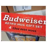 Budweiser Retro Mug Gift Set - (4) 15oz Beer Mugs