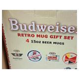 Budweiser Retro Mug Gift Set - (4) 15oz Beer Mugs