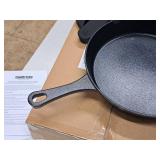 12" Cast Iron Skillet with Silicone Handle Grips - Kitchen HQ (in original packaging)