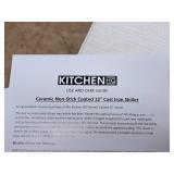12" Cast Iron Skillet with Silicone Handle Grips - Kitchen HQ (in original packaging)