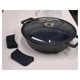 Diamond Ceramic Non-Stick Cast Iron 4.5-qt Braiser with Glass Lid and Silicone Handles - Kitchen HQ (in original packaging)
