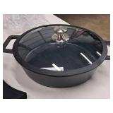 Diamond Ceramic Non-Stick Cast Iron 4.5-qt Braiser with Glass Lid and Silicone Handles - Kitchen HQ (in original packaging)