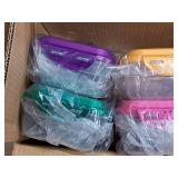 Lot of (6) Plastic Food Storage Containers with Lid and Handle 5-1/2"x8"x3" (Assorted) (in original packaging)