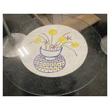 Pedestal Table 29" x 36" - Glass Top / Metal Base