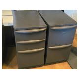 Lot of (2) Metal Rolling File Cabinets - 2 drawer and 3-drawer 15" x 24" x 28-1/2"