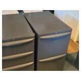 Lot of (2) Metal Rolling File Cabinets - 2 drawer and 3-drawer 15" x 24" x 28-1/2"