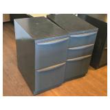 Lot of (2) Metal Rolling File Cabinets - 2 drawer and 3-drawer 15" x 24" x 28-1/2"