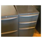 Lot of (2) Metal Rolling File Cabinets - 2 drawer and 3-drawer 15" x 24" x 28-1/2"